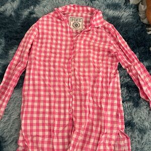 PINK Victoria's Secret Pink Checkered Pajama Shirt